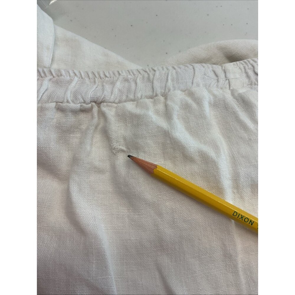 Match Point White M 100% Linen Wide Leg crop‎ Pants lagenlook minimalist artsy - Picture 8 of 9
